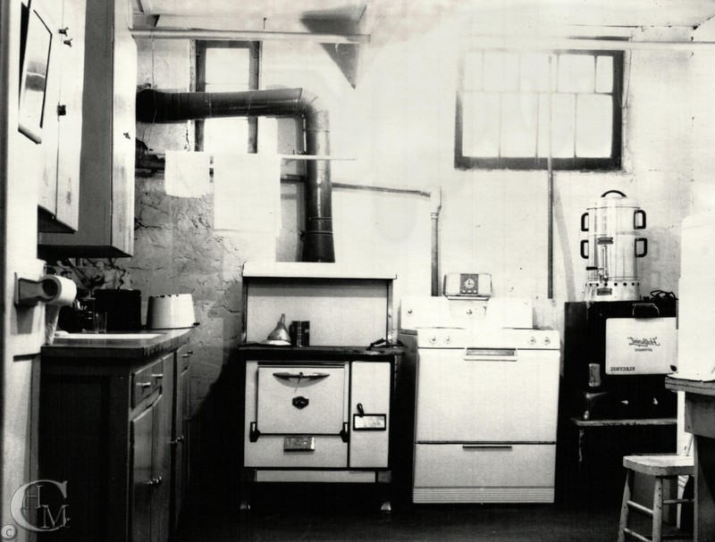 The kitchen in the basement of the church