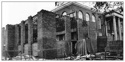 Construction of the "wrap around" that added more space to Morrow in 1965. 