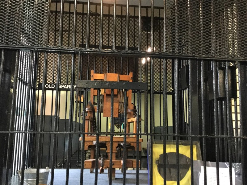 "Old Sparky," the electric chair made by prisoners, replaced hangings for carrying out the death penalty.