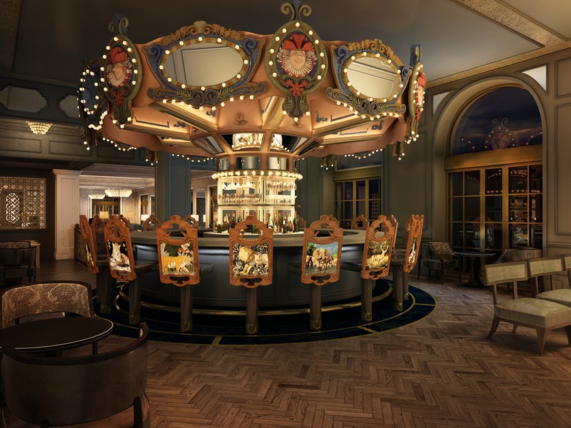 ...and the Carousel Bar in more contemporary times.  Thankfully, patrons get a bar stool rather than a carousel horse on which to sit.  
