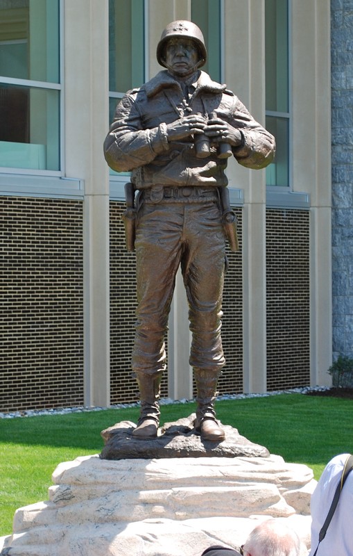 Photograph of Patton Monument near Jefferson Hall at United States Military Academy in West Point, New York