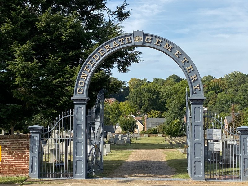 The 1870 Classical Revival-style cast iron cemetery gate