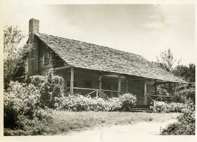 McMullen-Coachman Log Cabin, Clearwater, Florida, circa 1966.  