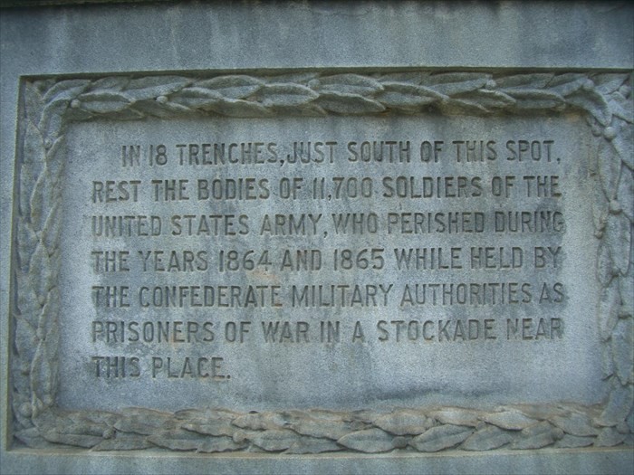 The front side of the Federal Monument of the Unknown Dead describes the number of Union Soldiers that died in a Confederate Prison to be 11,700.   