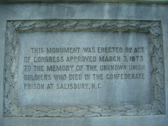 The Federal Monument of the Unknown Dead was paid for by Congress to honor the unknown, uncounted dead soldiers that died at the Salisbury Confederate Prison in Salisbury, NC.