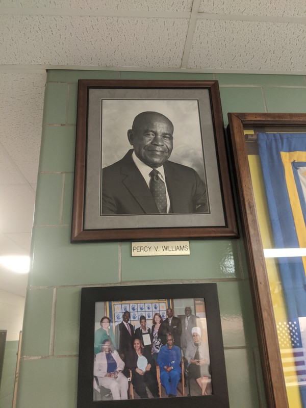 Portrait of Percy Williams currently hanging in the school.