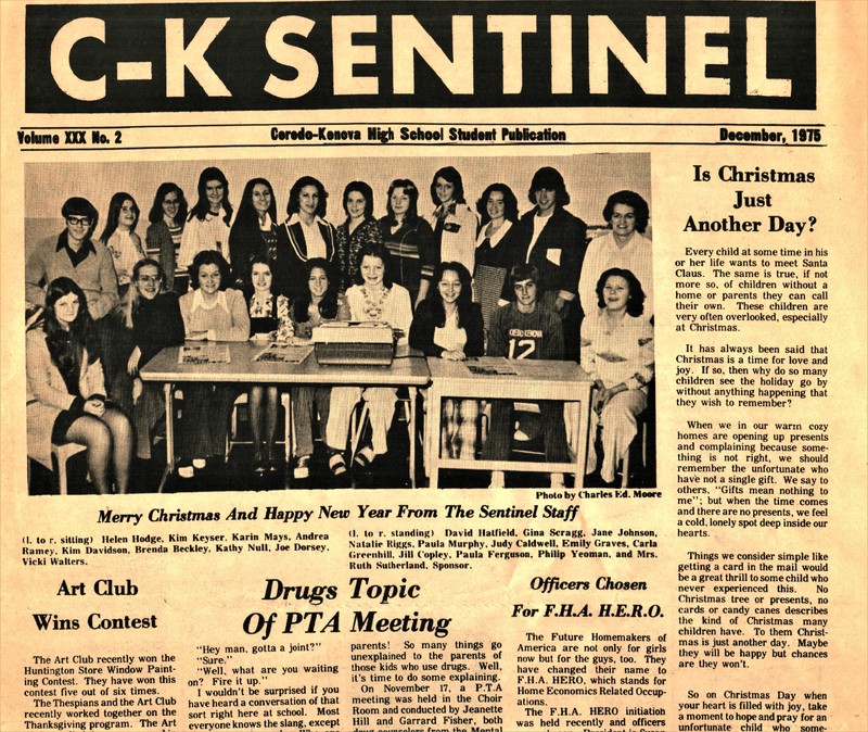 The school newspaper, The C-K Sentinel. Courtesy of the Ceredo Historical Society Museum.