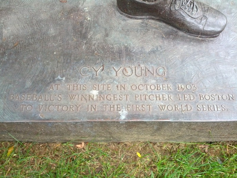 Inscription on Cy Young Statue at Northeastern University.