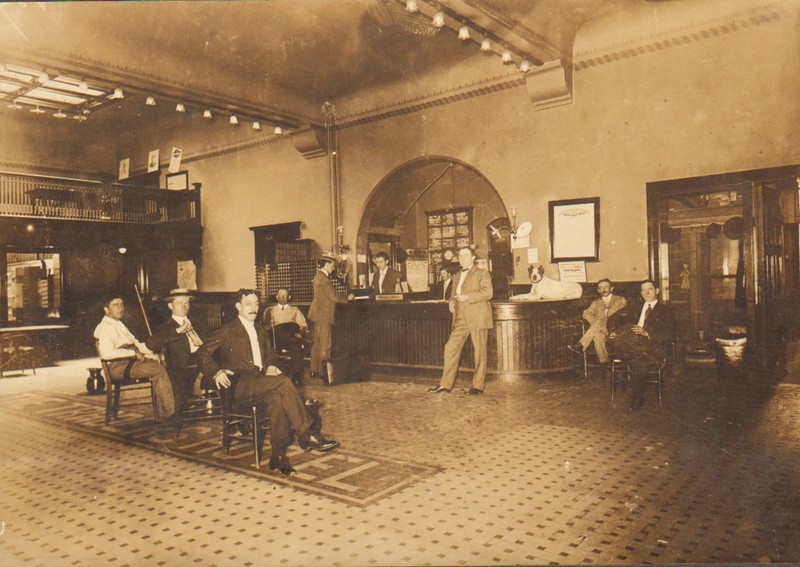 Photograph of the lobby of the Traders Hotel.