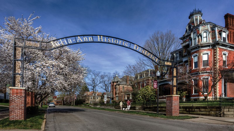 The Julia-Ann Square Historic District Community Association has installed gateway arches at each entrance to the district. 