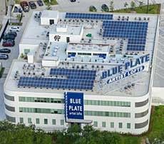Aerial view of the building