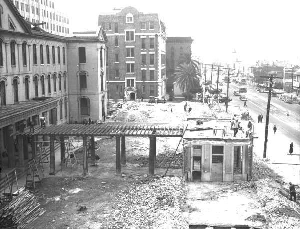 Tearing down the Old Charity Hospital, late 1930s. Demolishing the Old Charity Hospital to make way for the new $12.5 million dollar structure. Courtesy of Louisiana Division/City Archives, New Orleans Public Library