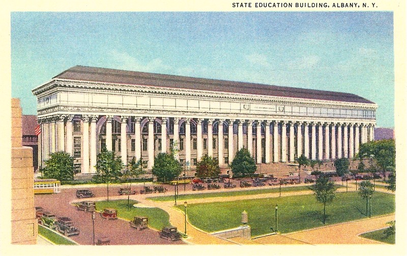 Postcard of the Education Department building from the early 1900s.