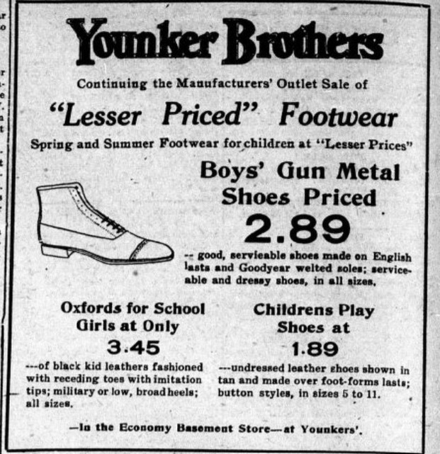 1919 Des Moines newspaper ad for Younker Brothers store (The Bystander 4-25-1919, p. 5)