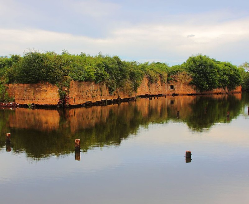 Exterior of the Fort Macomb ruins