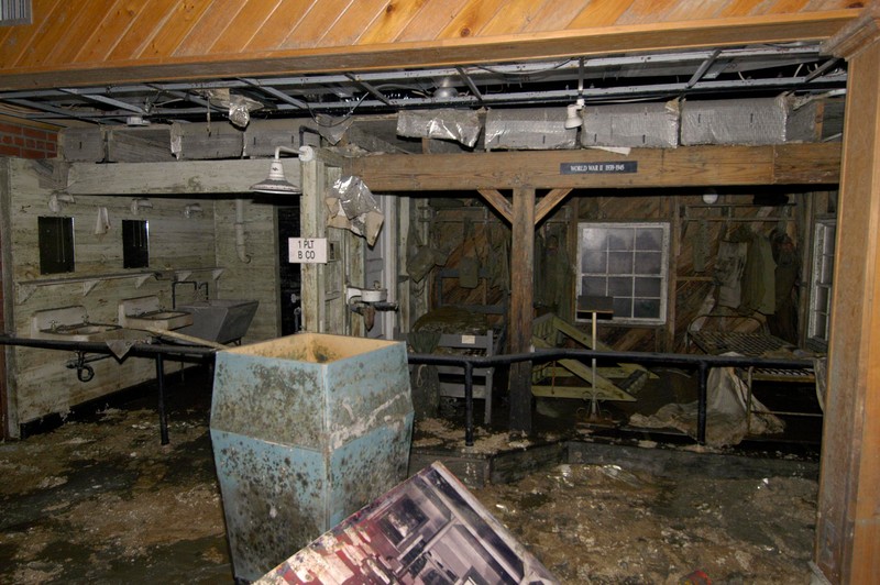 Some of the damage to the barracks done by Hurricane Katrina
