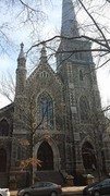 The church's pointed arches are characteristic of Gothic Revival architecture. (source: Burt Westermeier)