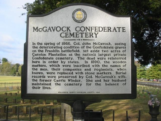 McGavock Confederate Cemetery sign