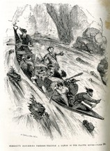 John C. Fremont and his team exploring the rivers