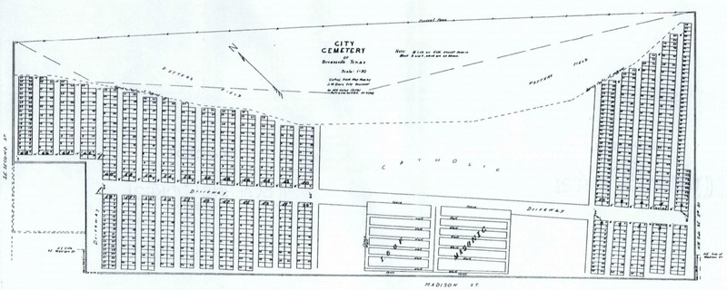 1976 plat of city-owned portion of cemetery (City of Brownsville Engineering Dept.)