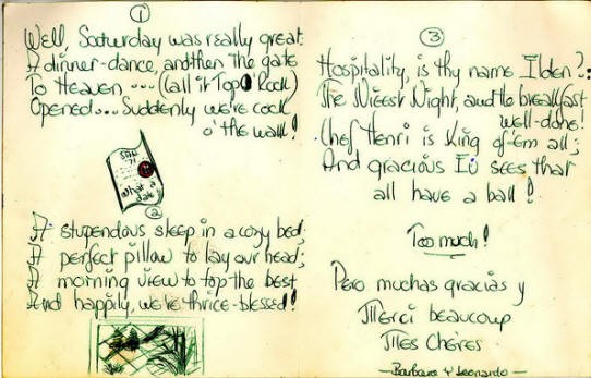 A letter from attendees of an event at Top O' Rock.