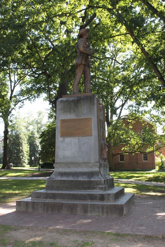 Silent Sam has a prominent position on McCorkle place. (source: Black and Blue Tour)