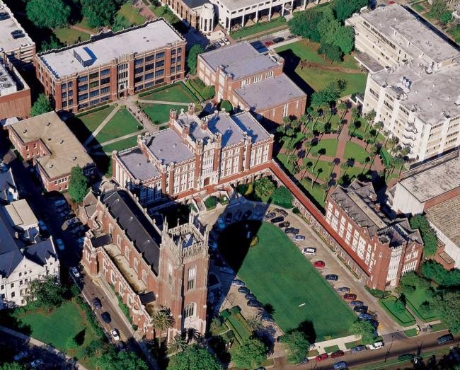 Aerial view of most of Loyola campus