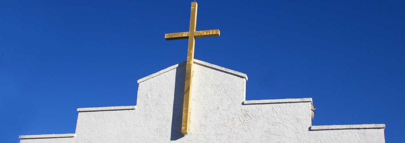 The cross on the church's exterior