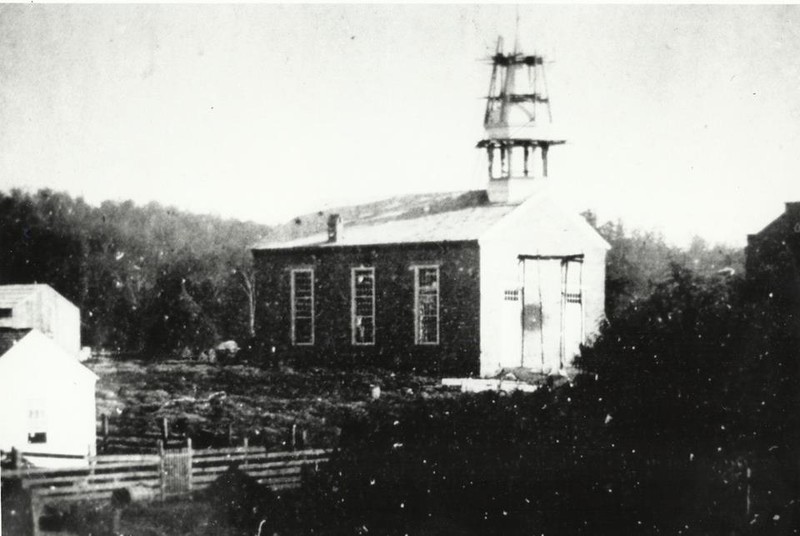 Buffalo Presbyterian Church being built in 1857. 
