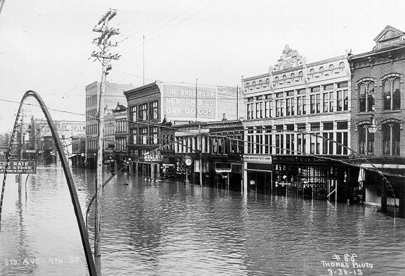 The first major flood in Huntington was in 1913.