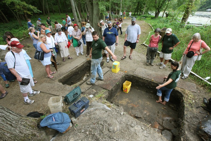 Western Michigan University student explaining the Archaeological Project of Fort St. Joseph