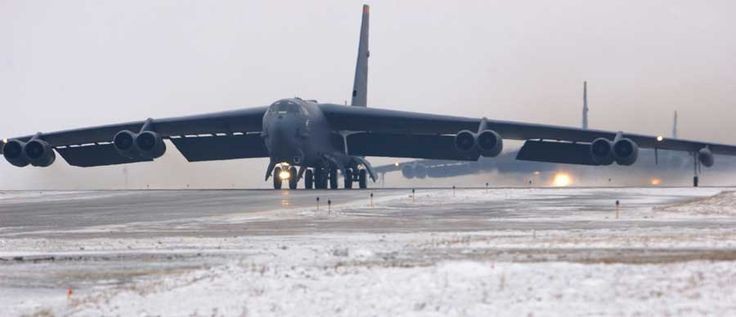 Landing of a B-52 on the expanded airstrip.