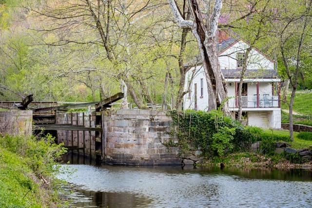 Guests can step out of the front door of Lockhouse 6 onto the towpath in the C&O Canal National Historical Park, view the historic lock and enjoy the many recreational, historical, and natural resources that the Park has to offer.