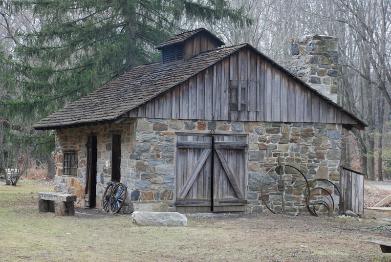 Exterior view of reconstructed blacksmith shop