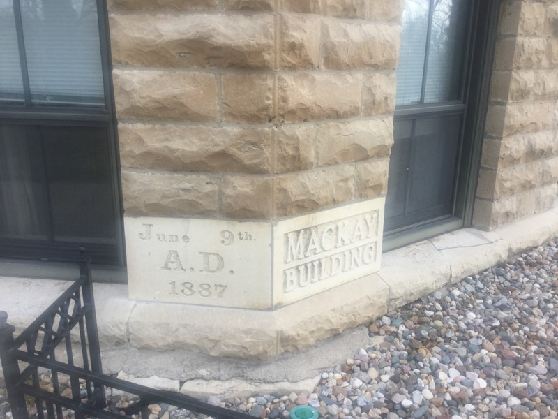 The MacKay cornerstone which was replaced during renovations