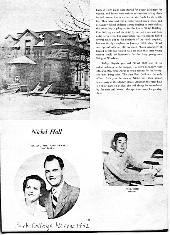 Photo of Nickel Hall in the 1951 Narva. It would be after it was converted to a men's dorm.