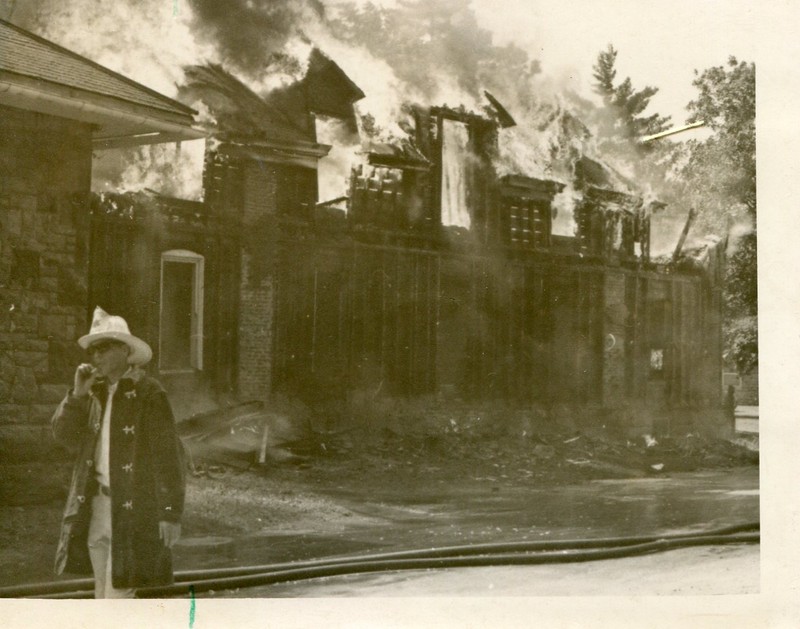 Control burn/destruction of Nickel Hall in 1968.