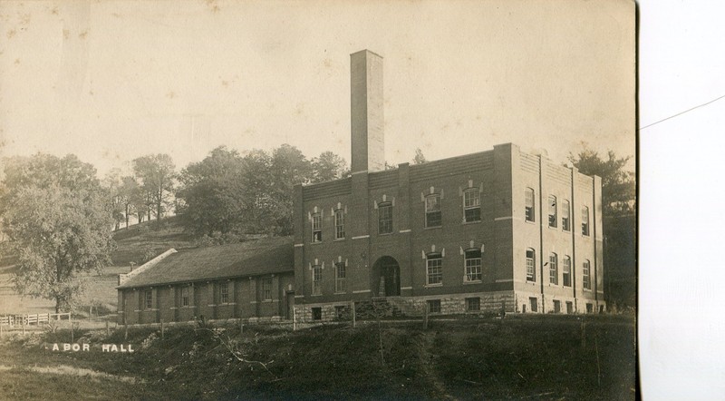 Labor Hall from the front. Note the smaller building to the left of Labor is called Field House and is not separate but attached.