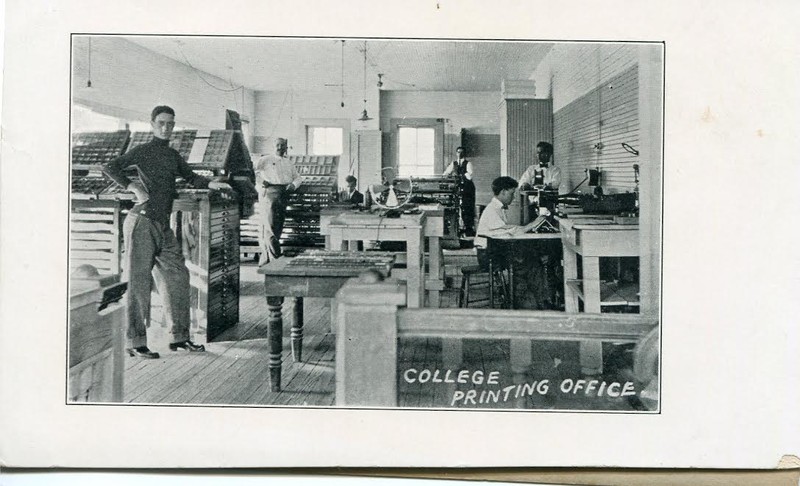 Photo taken of the interior of the Print Shop located in Westcott Building.