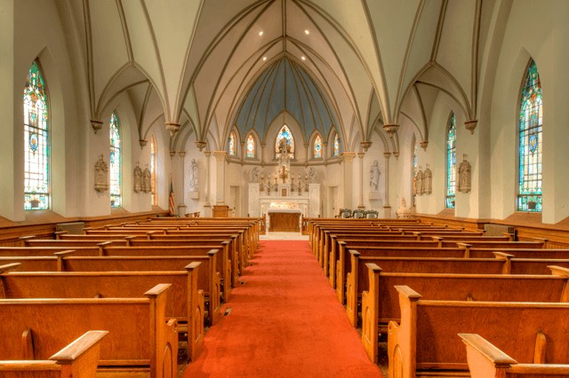 The interior of St. Peter's church today. Image obtained from the St. James' parish website.