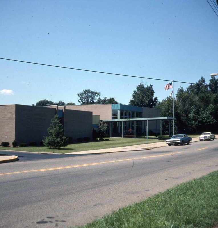 A view of Rodman Public Library looking southwest from East Broadway Street.