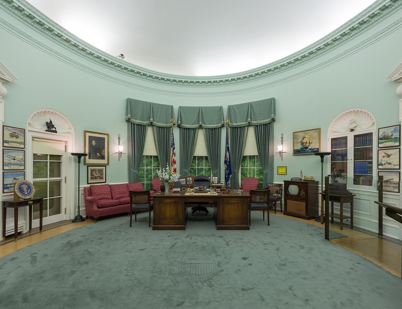 The museum features many attractions and exhibits including a scale replica of President Truman's Oval Office while in the White House pictured here.