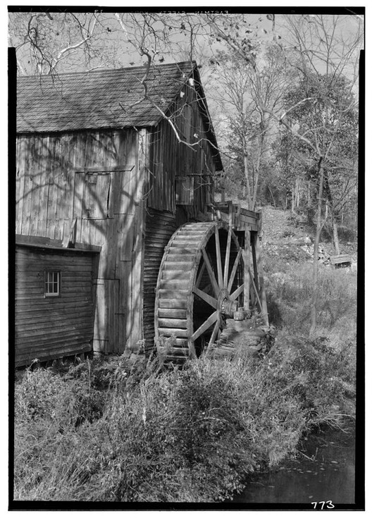 HABS Photograph 3, Piney Branch Water Mill in 1930s with frame additions