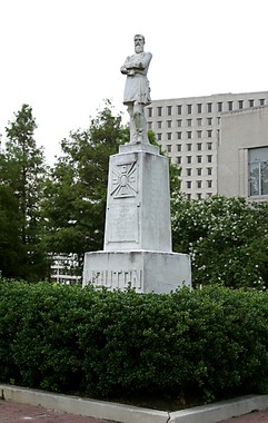 This statue of General Alfred Mouton was built through the efforts of the United Daughters of the Confederacy and dedicated in 1922. 