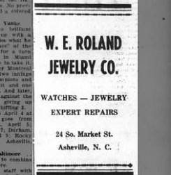 Newpaper advertisement for W. E. Roland Jewelry Company, originally published April 15, 1950 in the Southland Advocate.