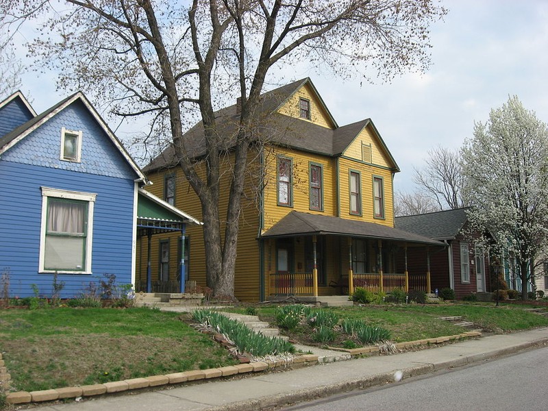 Houses on the eastern side of the 900 block of N. Camp Street in Indianapolis, Indiana, United States. This block is part of the Ransom Place Historic District, a historic district that is listed on the National Register of Historic Places.