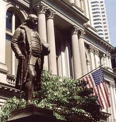 The Benjamin Franklin Statue which represents the original site of the Boston Latin School, the first public school in the country. 