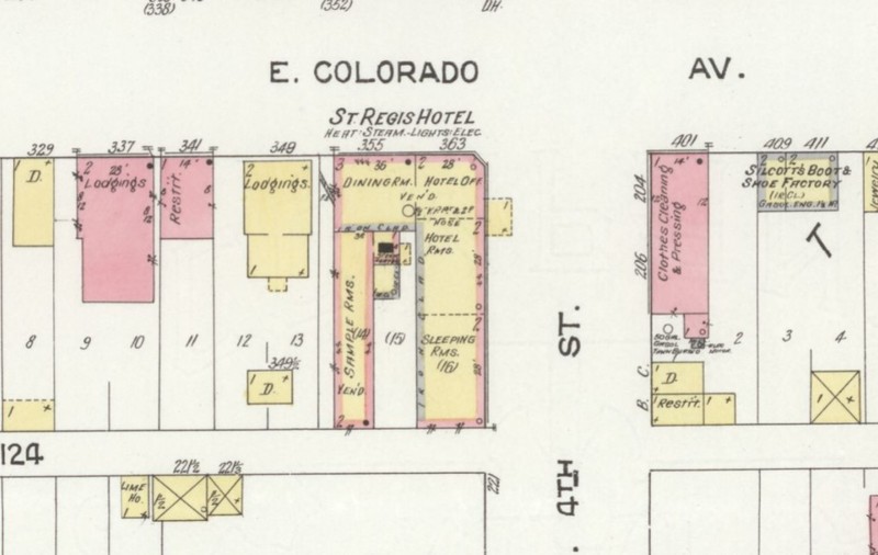 St. Regis Hotel building on 1912 Sanborn map of Grand Junction, Co., p. 11