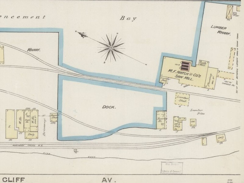 Chinatown & Hatch Mill on 1885 Sanborn Map