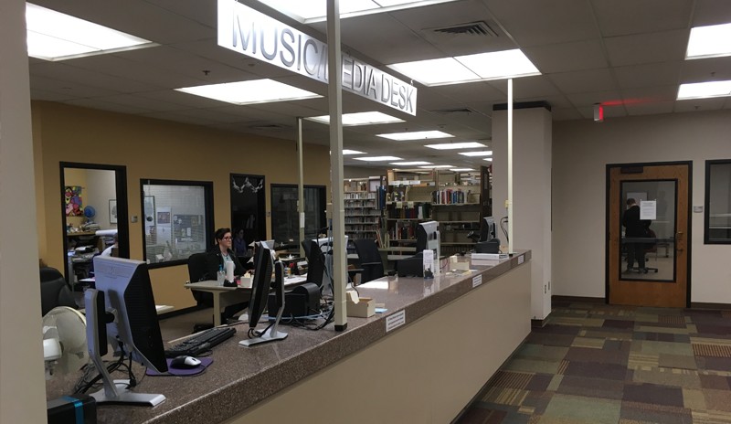 The reference desk at the library 